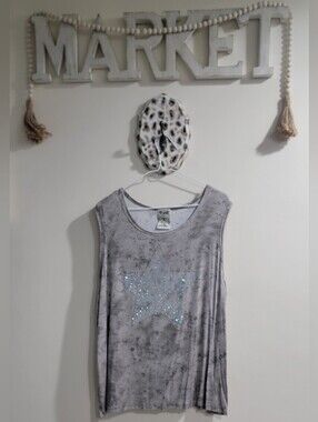 NWOT Vocal Gray Sleeveless Tank with Sparkle Star